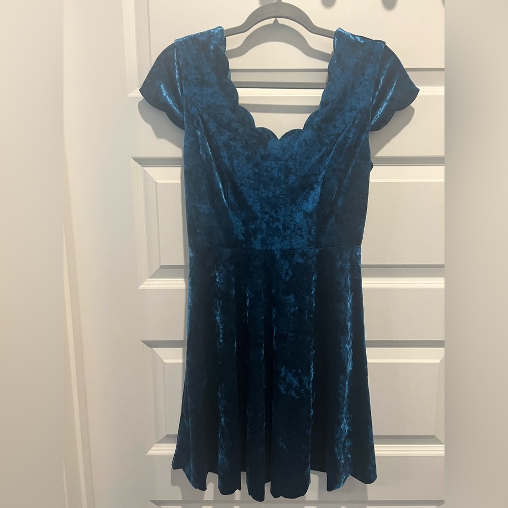 Blue/teal crushed velvet dress from Franchesca’s